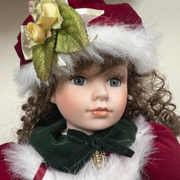 Victoria's Garden Porcelain Christmas Doll - Picture 2 of 11